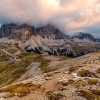 Tre Cime v oblacích