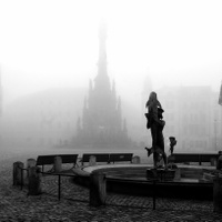 mlha ve městě