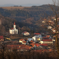 Zádveřice s evang. kostelem (1869)