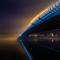 Trojský most v mlze