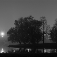 Mlhavý soumrak na Kampě