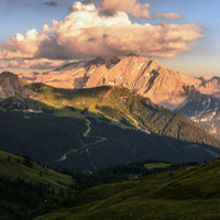 Večer v Passo Sella