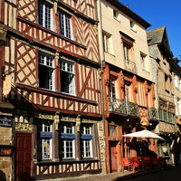 Tradiční hrázděné domy ve starém městě Rennes.