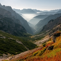 RFanní mlha v Dolomitech