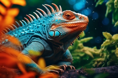 Modrá a oranžová ještěrka