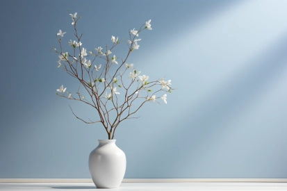 Bílá váza s bílými květy