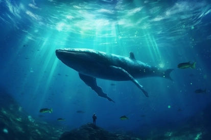 Velryba plující pod vodou