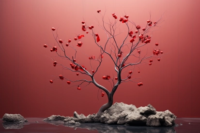 Strom s červenými bobulemi