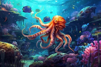 Chobotnice plující v oceánu