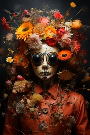 Osoba s květinami na hlavě