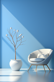 Bílá židle a stromek v květináči