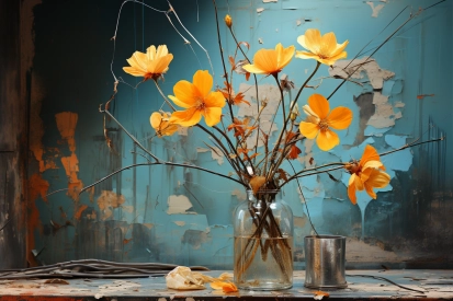 Váza se žlutými květy
