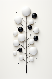 černobílý strom s bílými koulemi