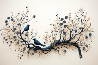 větev stromu s ptáky