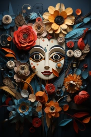 Maska z papírových květin