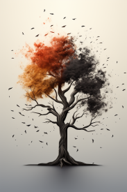 Strom s různými barvami listů a větví