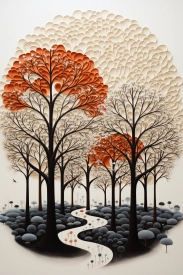 Obraz stromů a řeky