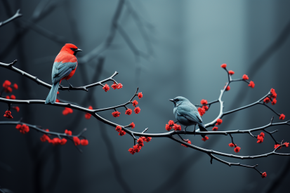 Dva ptáci na větvi