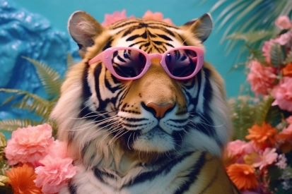 Tygr v růžových slunečních brýlích