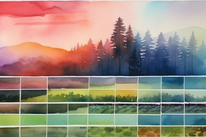 Akvarelová malba lesa