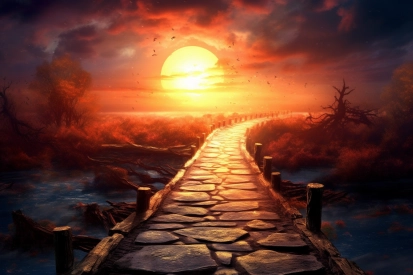 Kamenná cesta vedoucí k západu slunce