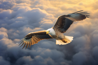 Orel bělohlavý letící na obloze