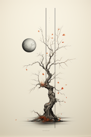 Strom s měsícem a kulatou koulí