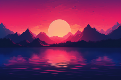 Západ slunce nad jezerem