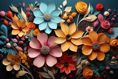 Skupina papírových květin