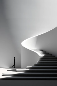 žena kráčející po točitém schodišti