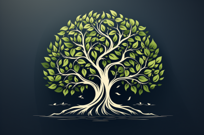 Strom s listy a kořeny