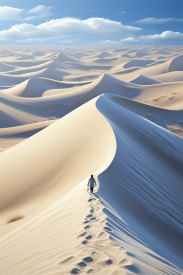 Osoba jdoucí do kopce z písku