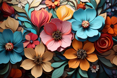 Barevné květiny na povrchu
