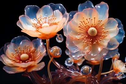 Skleněné květiny s bublinkami