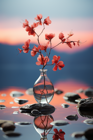 Váza s růžovými květy ve vodě