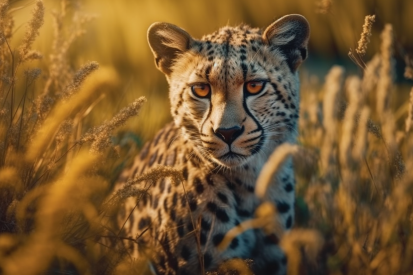 Gepard ve vysoké trávě