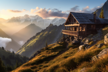 Dřevěný dům na hoře