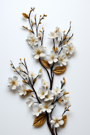 Bílé a zlaté květy na větvi