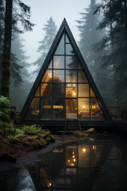 Trojúhelníkový dům v lese