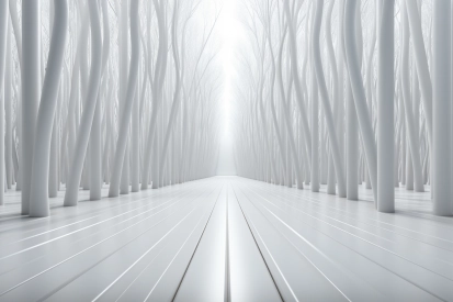 Bílý chodník se stromy