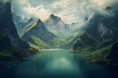 Jezero obklopené horami