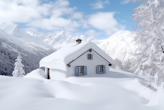 Dům pokrytý sněhem