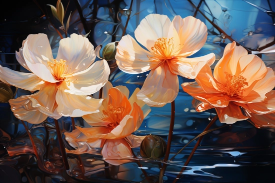Skupina květin ve vodě