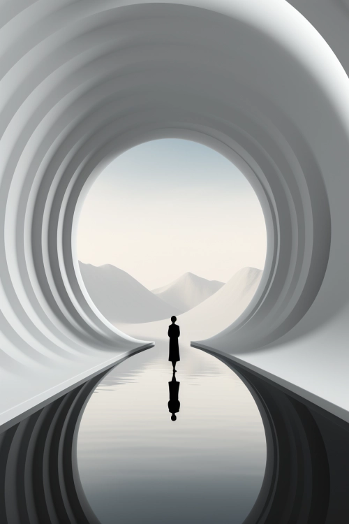 osoba stojící v tunelu