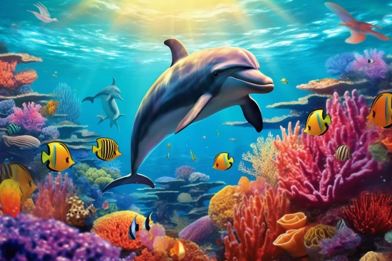 Delfín plavající v oceánu