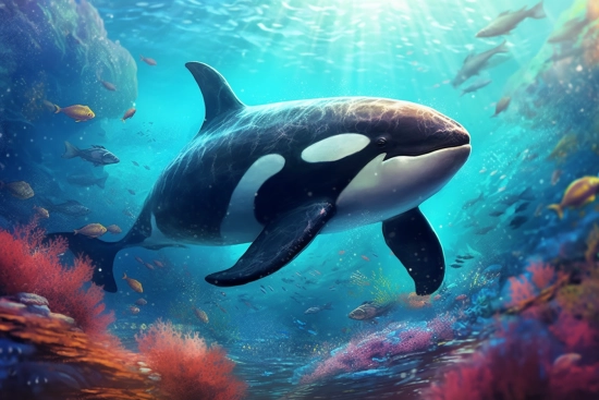 Velryba plující v oceánu