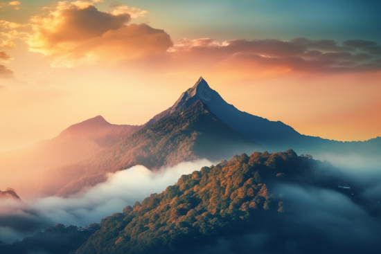 Pohoří mayon s mraky a stromy