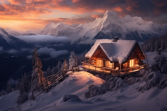 Dům na zasněžené hoře