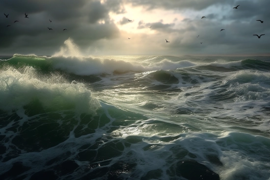 Vlny rozbíjející se o oceán