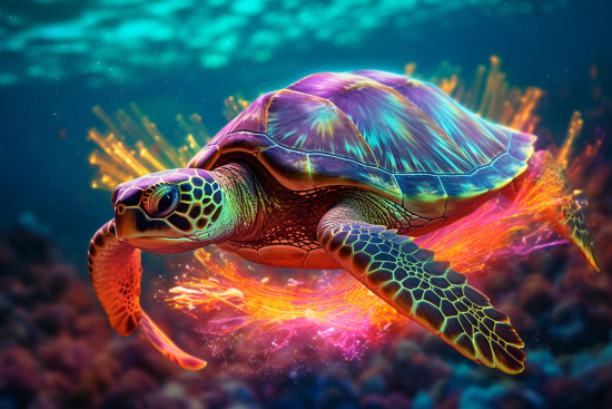 Mořská želva plovoucí ve vodě
